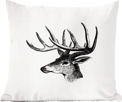 Produktbild von MuchoWow® Zierkissen Sofakissen Wohnzimmer Dekokissen 45x45 cm Retro - Hirsche - Tiere - Schlafpolster - Polster für das Sofa