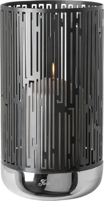 Produktbild von Fink BRIANO, Windlicht, vernickelt, schwarz, silberfarben, L. 13 cm, B. 13 cm, H. 24 cm, D. 13 cm 146348