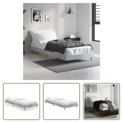 Produktbild von The Living Store Bettgestell Betongrau 75x190 cm Holzwerkstoff