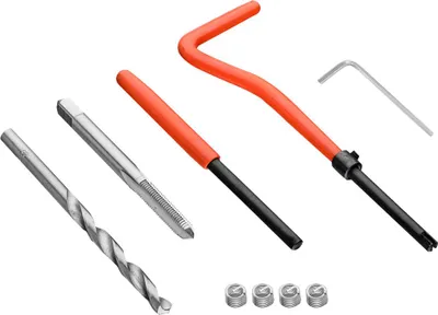 Produktbild von NEO TOOLS 4-tlg Gewindereparatur Gewinde Reparatur - Gewinde-Reparatur-Sets Helicoil Kit Gewindeeinsätze Helicoil Einsatz Hülsen