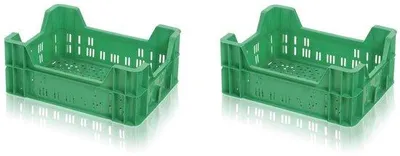 Productafbeelding van Groentekisten set van 2 - Groen - 40 x 30 x 16.5 cm