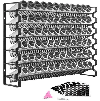 Imagen del producto de Estantería para hierbas con 6 niveles, 72 compartimentos vacíos, ideal para almacenar hierbas en la cocina, en un armario o en la despensa. Dimensiones: 591 x 118 x 407 mm