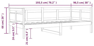 Produktbild von vidaXL Tagesbett Weiß Massivholz Kiefer 90x190 cm