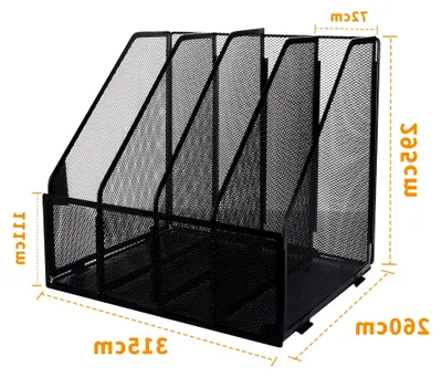 Produktbild von A4-Zeitschriftensammler aus Netzstoff mit 4 Fächern, Dokumentenhalter für Büro, Papier-Organizer, Aktenregal, Schwarz