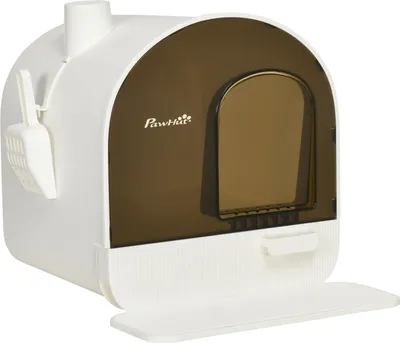 Produktbild von Katzentoilette Mit Haube Toilette Für Katzen Bis 5 Kg, Mit Deckel, Katzenstreu Matte, Kunststoff, Weiß, 43X44X47Cm