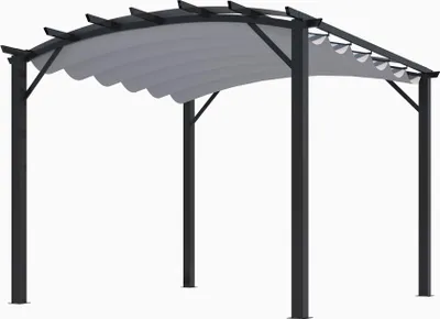 Image de Pergola arche en acier 11.22 m² gris - Habrita - PER3433GN -