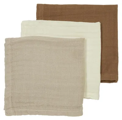 Produktbild von Meyco Mundtücher- 3 Stück - Uni - Offwhite/Sand/Toffee