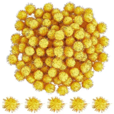 120 goldene Glitzer-Pompons 30 mm für DIY-Basteln & Deko