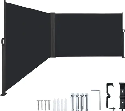 Produktbild von UISEBRT Seitenmarkise Ausziehbar 180 X 600 cm Sichtschutz Markise Blickdicht Windschutz Sonnenschutz Balkon Garten Seitenrollo Anthrazit