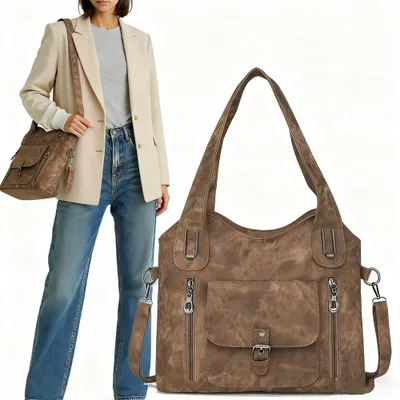 Image de Grand sac Femme Sac à bandoulière Sac à bandoulièrePolyuréthaneaspect cuir Sac Femme Sac à bandoulière shopper Élégant Femme Sac à bandoulière stylé