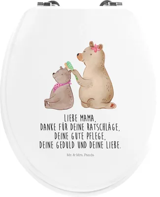 Produktbild von Mr. & Mrs. Panda WC Brille Bär Kind - Weiß - Geschenk, Muttertag, Toilettendeckel, klo deckel, Mama, Mutter, Toilettenbrille, Familie, WC-Sitz, Sitz