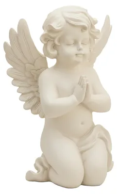 Biddende Grafengel aus Polyresin, creme, 36x22,5x18 cm