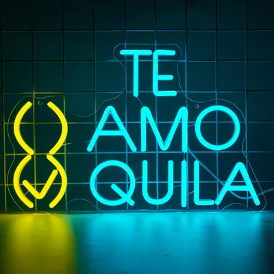 Neonbord Teamo Tequila, dimmbare LED-Neonleuchte, 42 cm