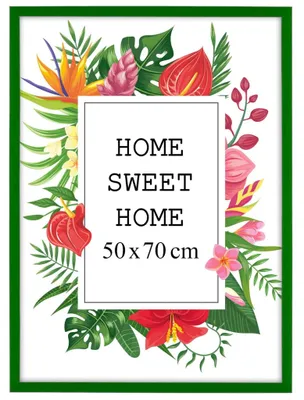 Produktbild von MG Design Grün Bilderrahmen 50 x 70 cm - Aus echtem Holz mit Acrylglas, zum Aufhängen & Aufstellen, für Fotos, Poster & Puzzle