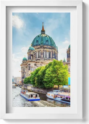 Produktbild von Berliner Dom Deutschland– Wandbild mit Rahmen – Gerahmtes Bild  – Wanddekoration – 20x30 cm – Weiß