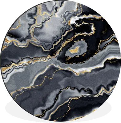 Produktbild von MuchoWow® Aluminium Wandkreis Glitzer - Gold - Marmor - Achat - Geode Ø 90 cm Wanddeko Modern Wohnzimmer - Mauerkreis - Wandbilder - Runde Bild - Bild aus Aluminium - Schlafzimmer - Wohnzimmerdekoration - Wand Dekoration