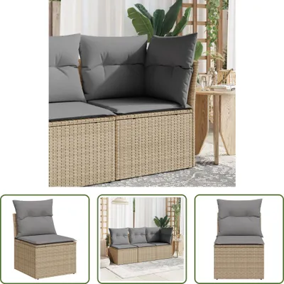 Image de The Living Store Fauteuil de jardin sans accoudoirs avec coussins Beige Poly Rattan
