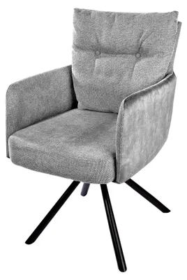 Produktbild von Drehbarer Retro-Stuhl Big George in Grau mit Armlehnen und Federkernpolsterung