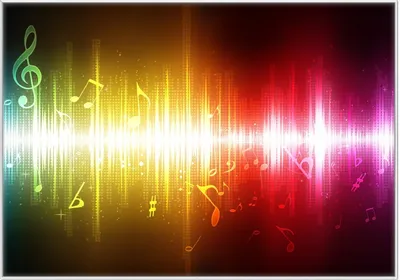 Produktbild von Wallario Wandbild Blau-gelbe Noten der Musik, Größe: 70,30 x 100,30 cm, Poster mit weißem Kunststoffrahmen
