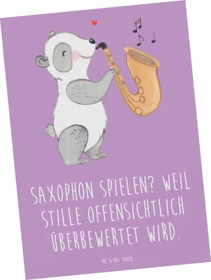 Produktbild von Mr. & Mrs. Panda Postkarte Saxophon Leidenschaft - Lavendeltraum - Geschenk, Grußkarte, Fotokarte, Klang, Lernen, Musik, Blues, Instrument, Musizieren, Jazz, Musiker