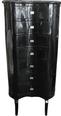 Produktbild von Casa Padrino Barock Kommode Schwarz Hochglanz mit 7 Schubladen Oval - Antik Stil