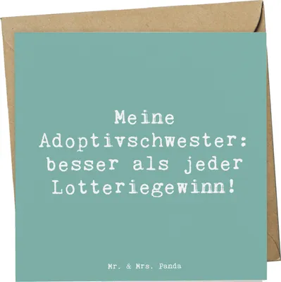 Produktbild von Mr. & Mrs. Panda Klappkarte Spruch Adoptivschwester Wunder - Meeresbrise - Geschenk, Adoption, Geschwisterliebe, Familie, Glück, handgefertigt, Segen, doppelkarte, Freude