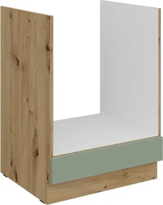 Image de Meuble poêle LUNARA - largeur 60 cm, vert / chêne artisanal