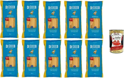 Produktbild von 10x Pasta De Cecco 100% Italienisch Mafaldine n. 2 Nudeln 500g + Italian Gourmet Polpa 400g