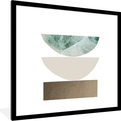 Produktbild von MuchoWow® Gerahmtes Poster Geometrische Formen - Minimalismus - Pastell 40x40 cm - Poster mit Schwarzem Bilderrahmen Wandposter Rahmen Foto Bilder - Poster - Plakat im Rahmen