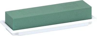 Produktbild von OASIS® Nass Steckschwamm Rechteckig Ailyn für Gestecke, in Papercompound Schale, grün-weiß, 25x9x5cm - Nasssteckschaum