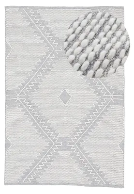 Produktbild von Baumwollteppich Kelim Durry robuster Flachgewebe-Teppich Grau 140x200 cm für Wohnzimmer, Schlafzimmer & Kinderzimmer