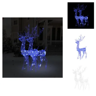 Imagen del producto de vidaXL, 2 faroles de ciervo LED, acrílico, 120 cm, color azul - Iluminación navideña