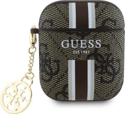 Obrázok produktu pre Guess Gua2P4Rpsw Airpods 1/2 Cover Brązowy/Brown 4G Printed Stripes Charm