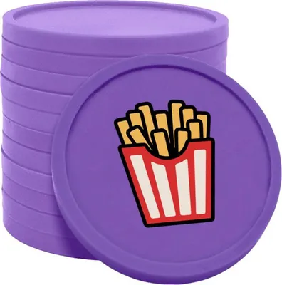 Produktbild von CombiCraft Kunststoff Wertmarken Chips Pommes in Lila- 100 Stück - Ø29 mm