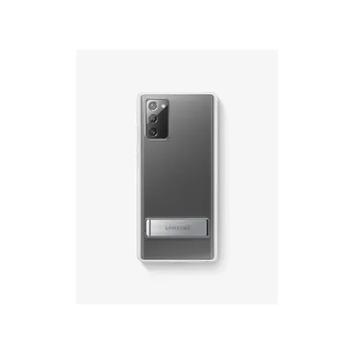 A transparent phone case with a kickstand for a Samsung Galaxy Note 20 is shown on a white background.