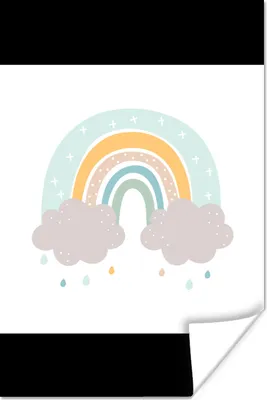 Produktbild von MuchoWow® Poster Regenbogen - Wolken - Regen - Kinder - Pastell 80x120 cm - Papierdruck