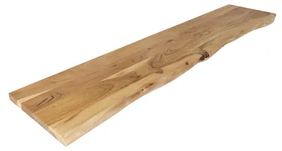 Produktbild von Holzplatte Arya mit echter Baumkante (einseitig), 150 x 30 cm, Akazienholz naturfarben, massiv & lackiert