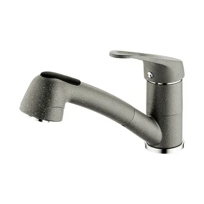 Produktbild von Franke SENGA Küchenarmatur Steingrau 115.0334.566 Hochdruck Spültisch-Batterie aus Granit mit Zugauslauf
