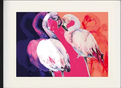 Produktbild von Flamingos Gerahmtes Bild Mit Edlem Passepartout | Wand-Bilder | Im Bilderrahmen - Flamingo Love (60 x 80 cm)