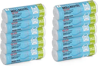Zdjęcie produktu dla Wkłady do kosza 25 litrów | 10 rolek po 20 (200 sztuk) | Rozmiar: 53 x 54 cm | Z uchwytem do przenoszenia