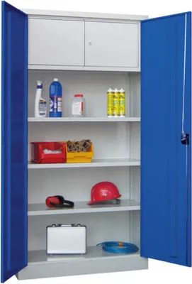 Produktbild von Universalschrank mit Wertfach - 1.950x1.000x500 mm (HxBxT) - 3 Böden, pulverbeschichtet - reinweiß