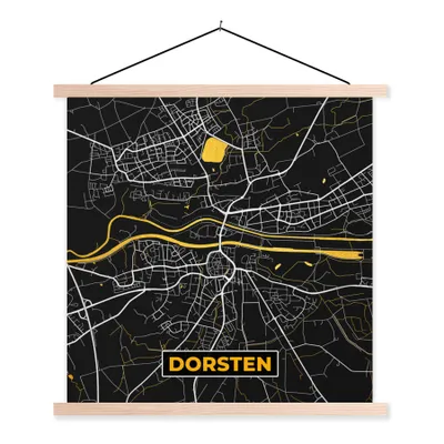 Produktbild von MuchoWow® Textilposter Dorsten - Karte - Deutschland - Karte - Gold 60x60 cm mit holzfarbenen Rahmen - Wanddekoration