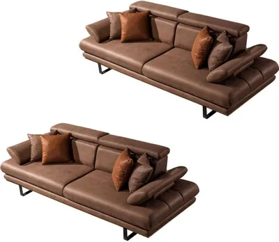 Produktbild von Villa Möbel Sofa Set Energy Grau-Seidengrau Stellvariante:2+2 Relax- und Bettfunktion, pflegeleichter Mikrofaser Samtstoff