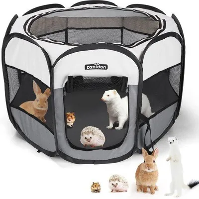 Produktbild von Famanu Faltbare Tragbare Haustierbox für Hunde und Katzen - Beige und Grau