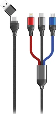 Immagine prodotto di 2GO 797361 2GO USB / Type C Ladekabel Micro USB, Lightn., USB-C 1,2m sw