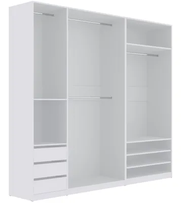 Produktbild von Marmex breiter, großer Weiß Kleiderschrank TRES L ohne Türen 240x206x51 cm