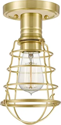 Produktbild von Deckenlampe Metall D: 14,5 cm rund Drahtschirm in Messing gebürstet Vintage Design