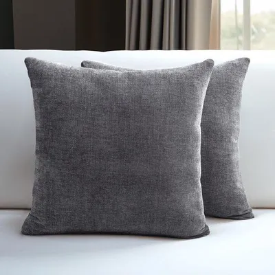 Obrázok produktu pre Unyqoos® Sada 2 vankúšových poťahov z velúru, sivá farba, 40 x 40 cm, s nenápadným zipsom, mäkké a dekoratívne, bez výplne