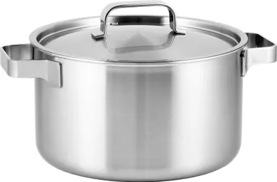 Imagen del producto de Olla/Cazuela para cocinar o sopas con tapa, modelo Ruby, de acero inoxidable tri-capa, diámetro de 24 cm, capacidad de 5.5 litros, apta para todas las fuentes de calor