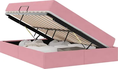 Obrázek produktu pro Postel s úložným prostorem a matrací Růžová 140 x 200 cm samet